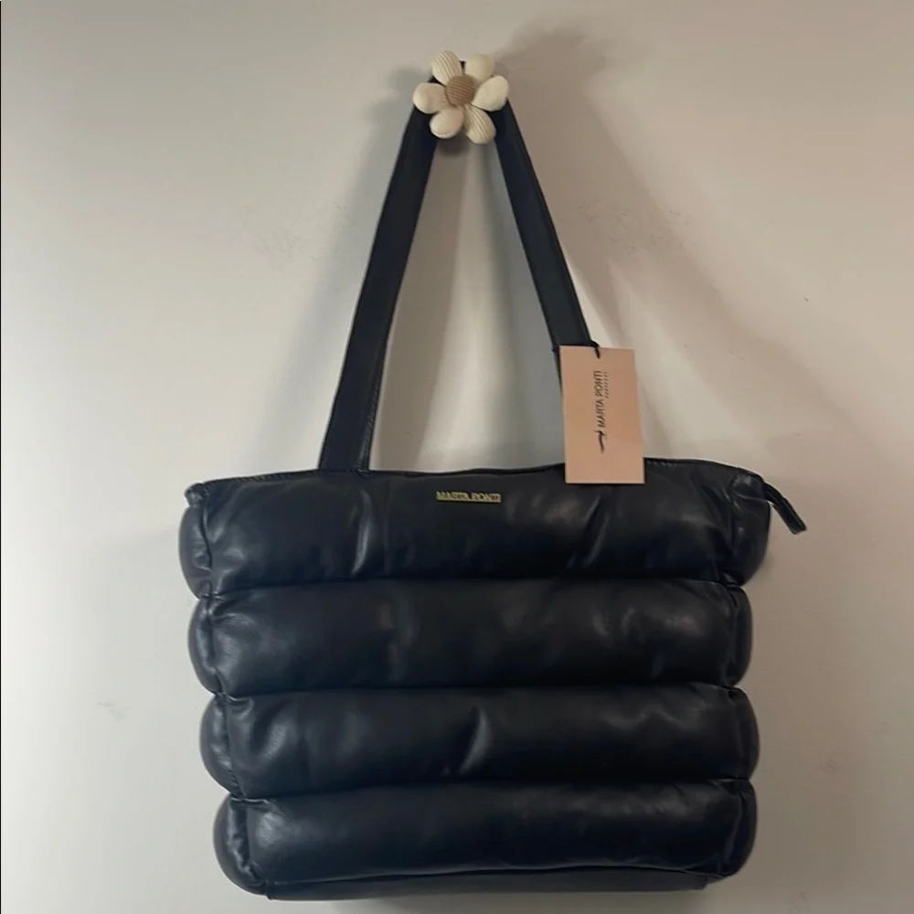 Black Quilted Tote with Modern Design - Picture 10 of 10